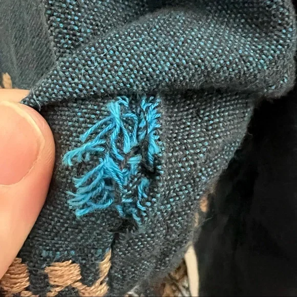 Vintage Embroidered Made in Mexico Dark Blue Heavy Linen Top - Picture 14 of 16